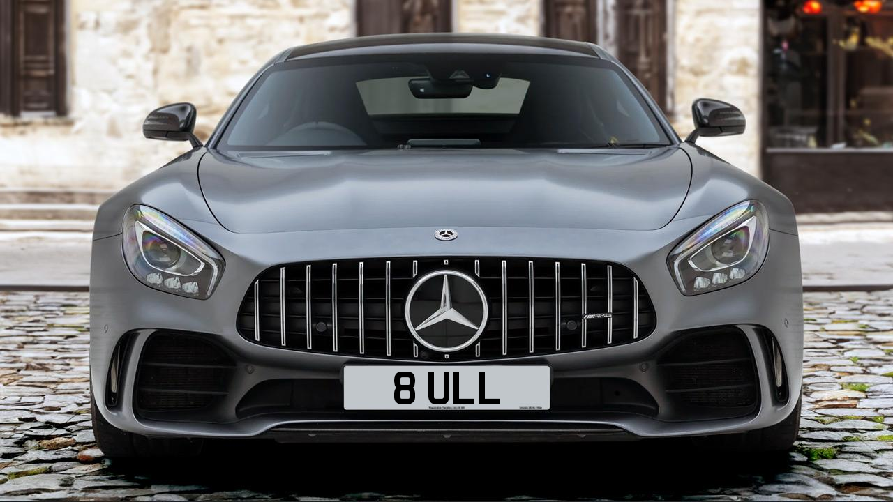 A Mercedes-Benz AMG GTR bearing the registration 8 ULL